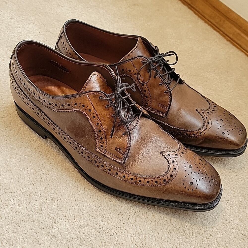 Allen Edmonds Larchmont Wingtip Brogue Brown Lace-up Oxford Shoe Men's Sz 10 D